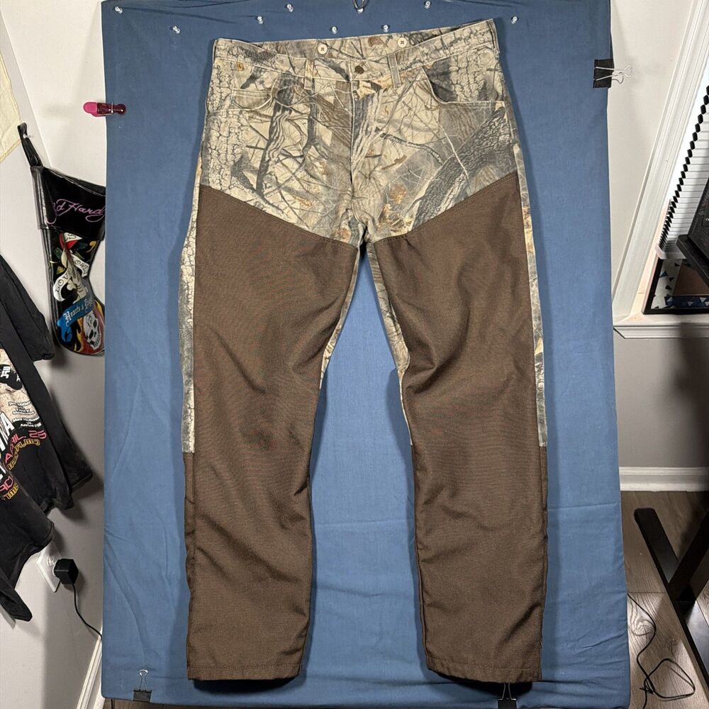 Wrangler Pro Gear Realtree Camo Pants Mens 40x32 Brush Guard Rugged Hunting Pant
